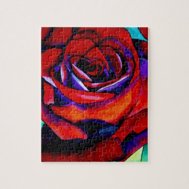 Red Rose macro flower original art Jigsaw Puzzle (Vertical)
