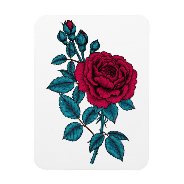 Red rose magnet (Vertical)