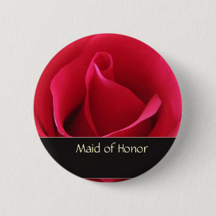 Red rose maid of honour wedding pin