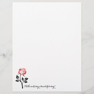 Red Rose, Make Each Day Beautiful! Stationery Custom Letterhead
