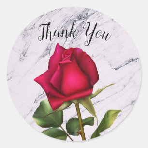 Red Rose Marble Modern Glam Bridal Shower Favour Classic Round Sticker