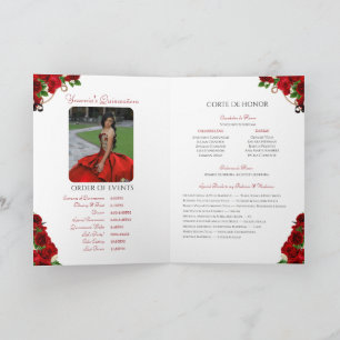 Red Rose Mariachi Charro Quinceanera Photo Program
