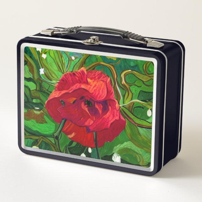 RED ROSE  METAL LUNCH BOX (Front)