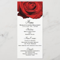 Red Rose Modern Glam Elegant Wedding Menu