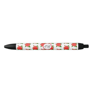 Red Rose Monogram Black Ink Pen