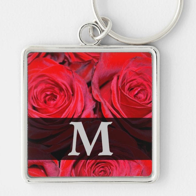 Red Rose Monogram Key Ring (Front)