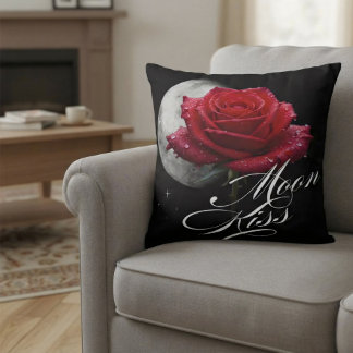 Red Rose Moon Kiss Celestial  Cushion