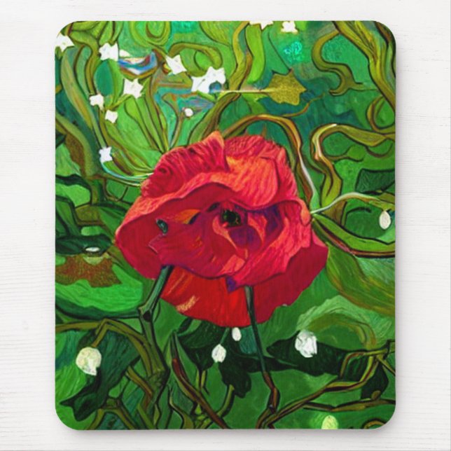 RED ROSE  MOUSE PAD (Front)