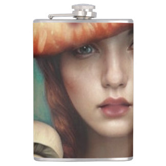 red rose mushroom lover artist designer hip flask