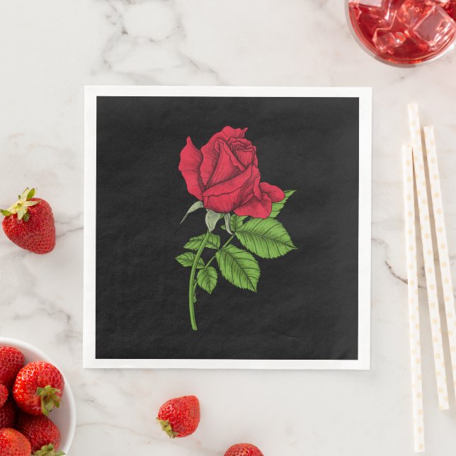 Red rose napkin (Insitu)