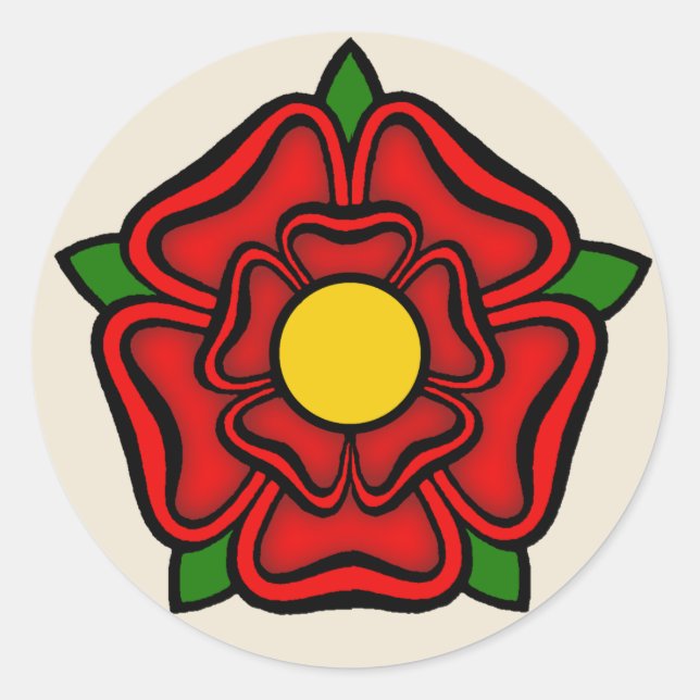 Red Rose of Lancaster, England Emblem of Royalty Classic Round Sticker (Front)