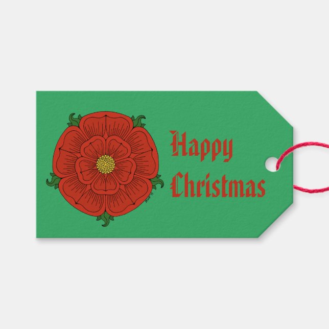 Red Rose of Lancaster Gift Tags (Front (Horizontal))