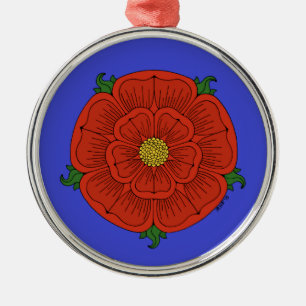 Red Rose of Lancaster Metal Ornament