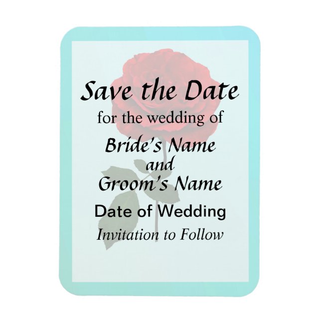 Red Rose of Summer Save the Date Magnet (Vertical)