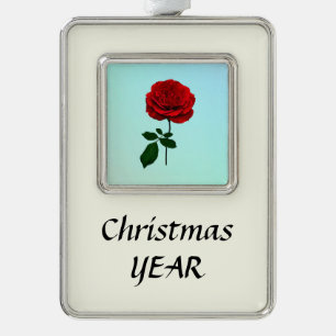 Red Rose of Summer Silver Plated Framed Ornament
