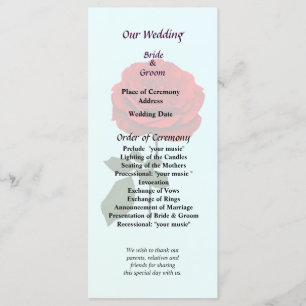 Red Rose of Summer Wedding Program