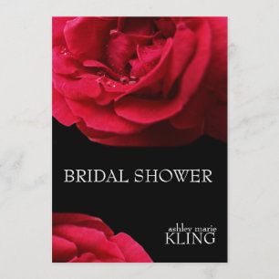 Red Rose on Black Background Invitation