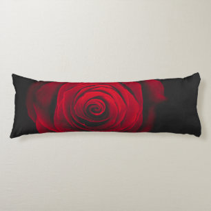 Red rose on black background vintage effect body cushion