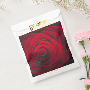 Red rose on black background vintage effect favour bag