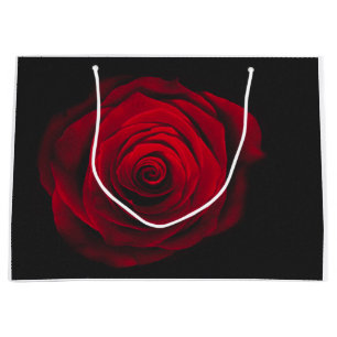 Red rose on black background vintage effect large gift bag