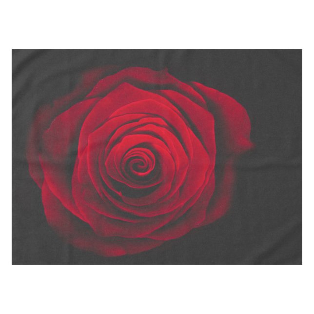 Red rose on black background vintage effect tablecloth (Front (Horizontal))