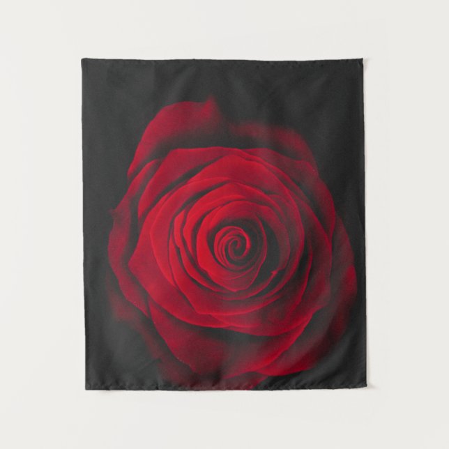 Red rose on black background vintage effect tapestry (Front)