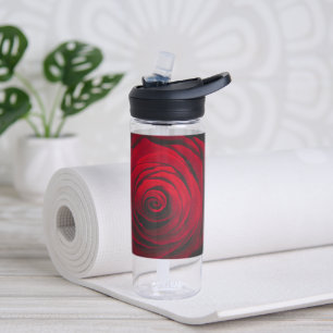 Red rose on black background vintage effect water bottle