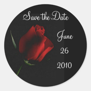 Red Rose on Black-customise it Classic Round Sticker