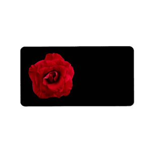 Red Rose on Black - Flowers Roses Customised Label