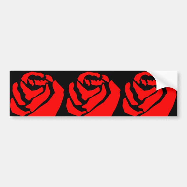 Red Rose On Blackground Bumper Sticker (Front)