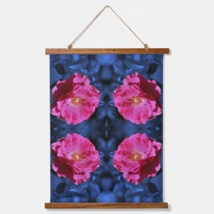 Red Rose On Blue Tint Abstract Flower  Hanging Tapestry