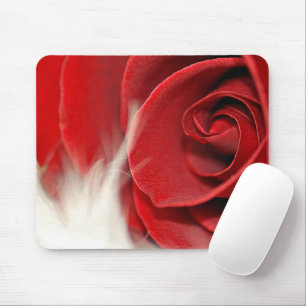 Red Rose On Fur Mouse Pad
