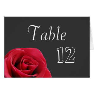 Red Rose on grey Table Number Cards