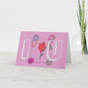 Red Rose on Pink: Floral Border Art Print/Graphic Thank You Card