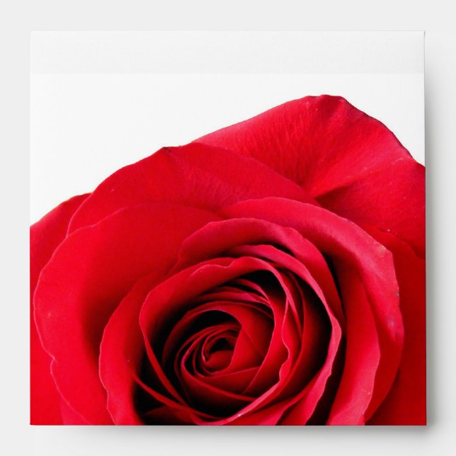 Red Rose on White Elegant Envelopes (Front)