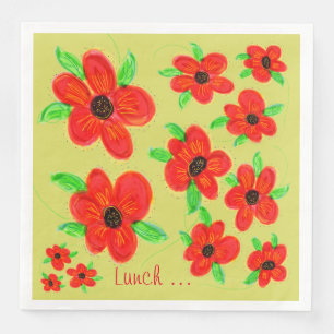 Red Rose Paper Lunch Napkins