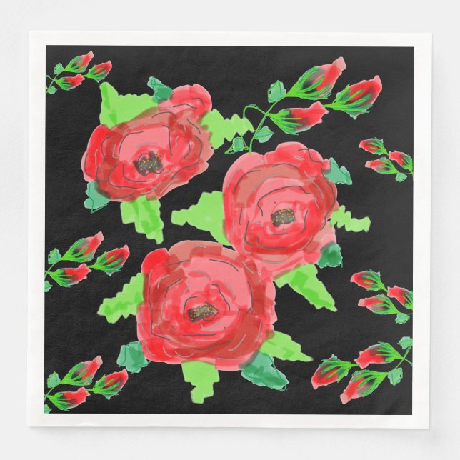 Red Rose Paper Napkins (Front)