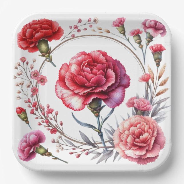 Red Rose Paper Plate (Front)
