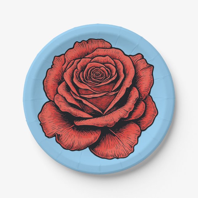 Red Rose Paper Plate (Front)