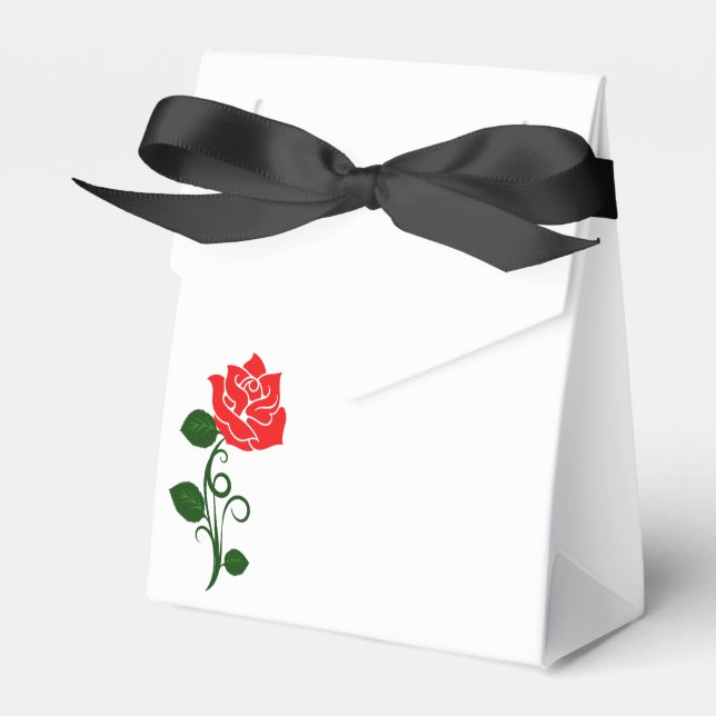 Red Rose Party Favour Bag Box (Front Side)