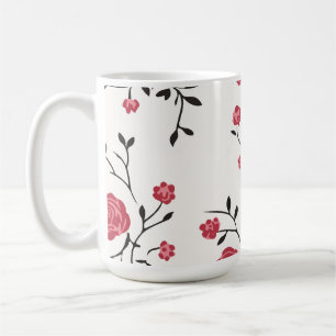 Red rose pattern coffee mug