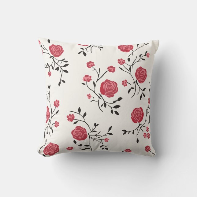 Red rose pattern cushion (Front)