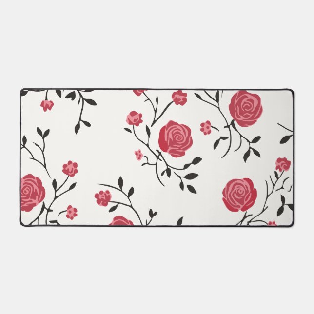Red rose pattern desk mat (Front)