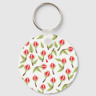 Red Rose Pattern Key Ring
