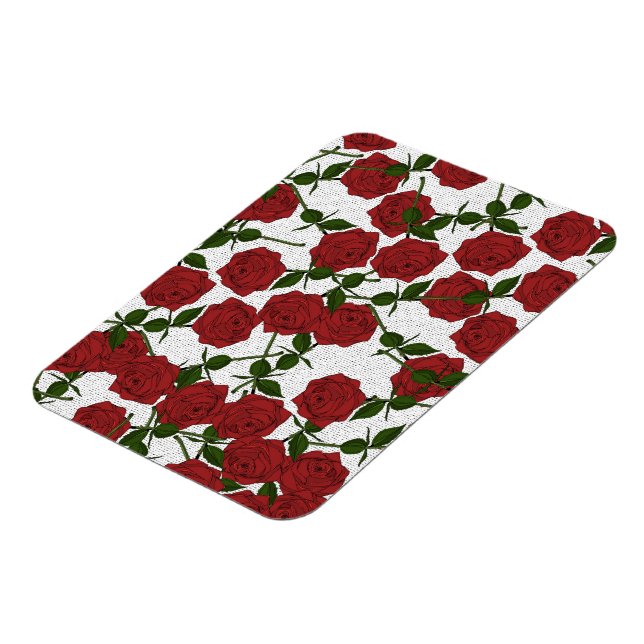 Red Rose Pattern Magnet (Left Side)