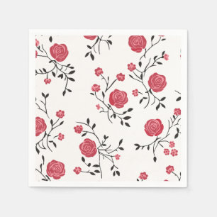 Red rose pattern napkin