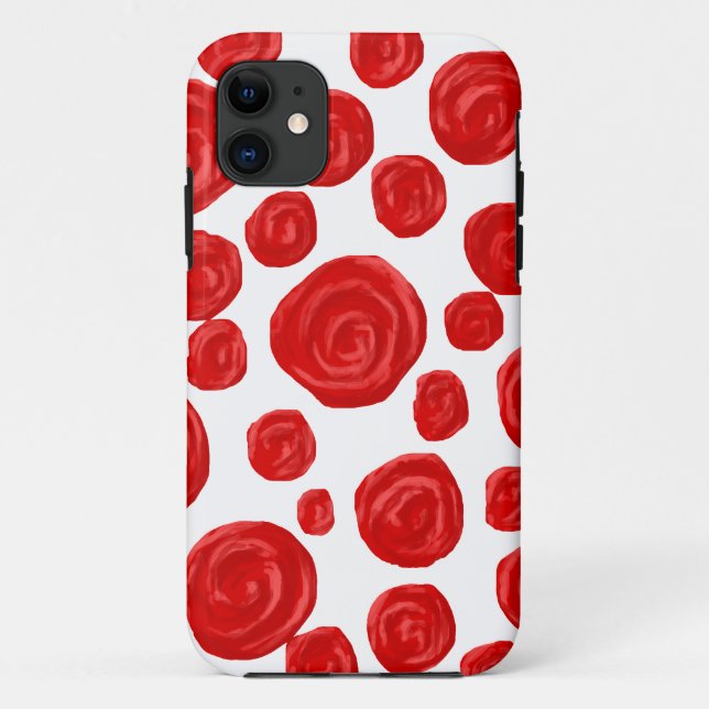 Red Rose Pattern on White. Case-Mate iPhone Case (Back)