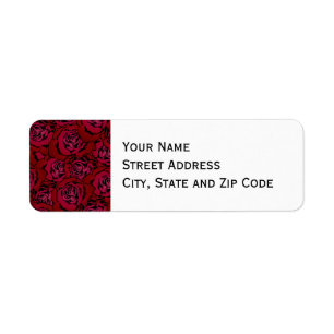 Red Rose Pattern Return Address Label