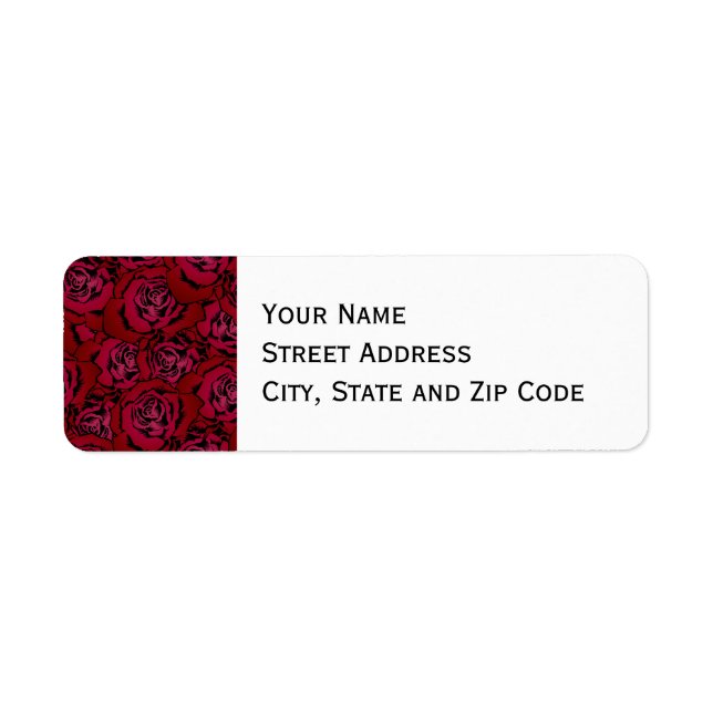 Red Rose Pattern Return Address Label (Front)