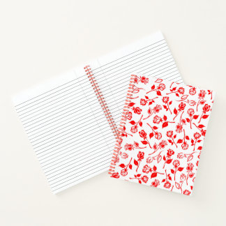 Red Rose Pattern Spiral Notebook
